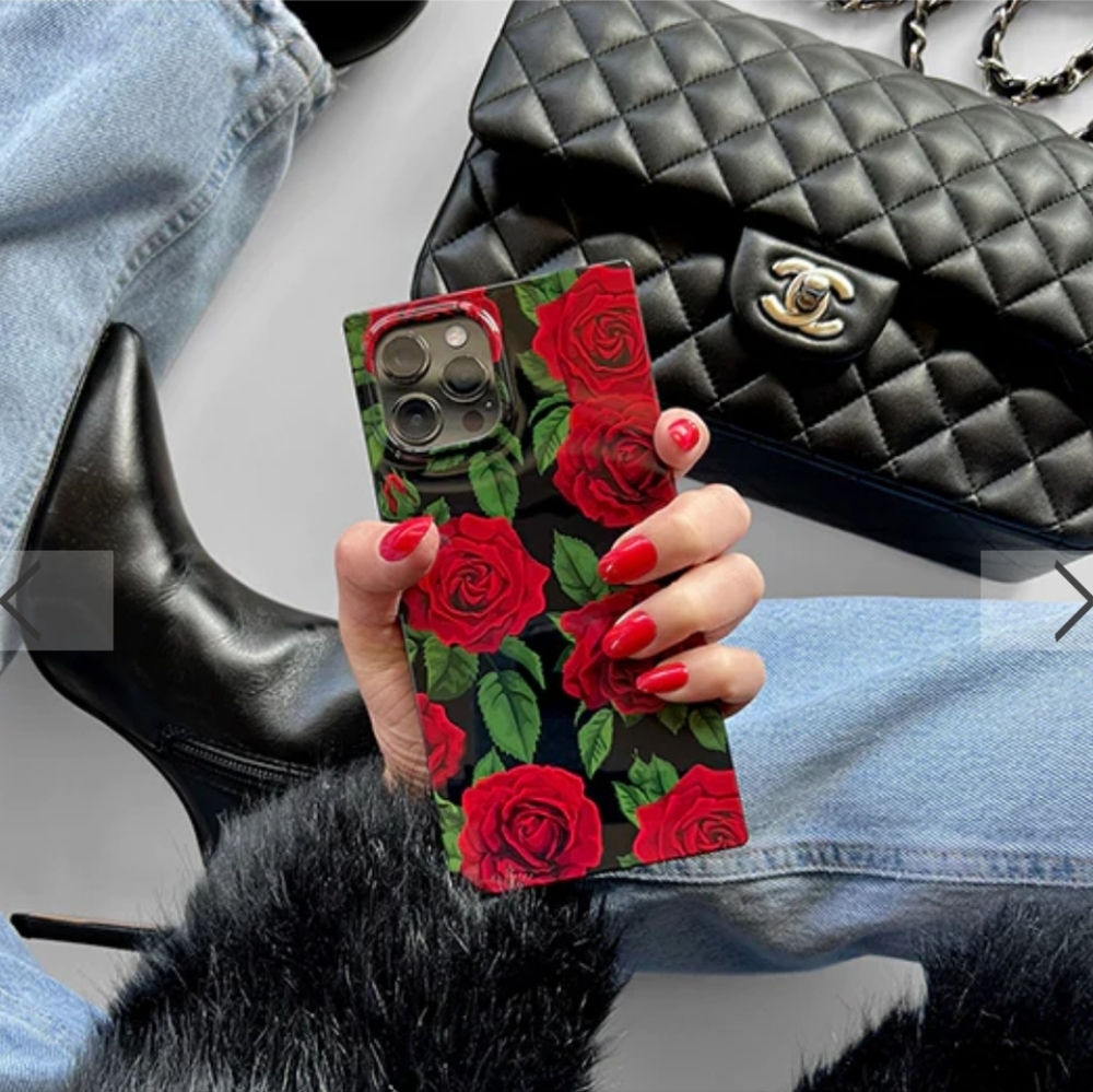 Flaunt Rose Print Square Case
